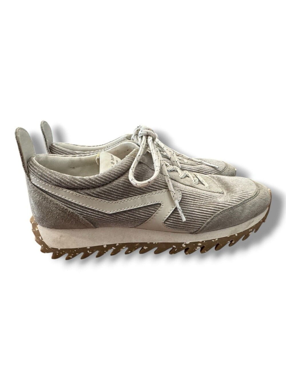 Rag & Bone Lace Up Retro Runner Sneakers Gray Corduroy Upper Women’s Size 38/7.5